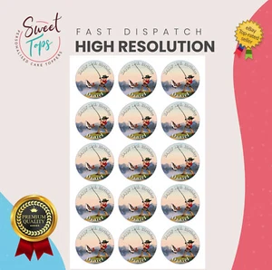 15X JUNGLE SAFARI ANIMALS 2" ROUND EDIBLE BIRTHDAY CUPCAKE TOPPERS PERSONALISED - Picture 1 of 4