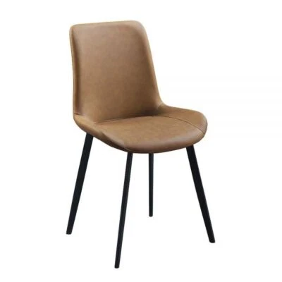 ACME Abiram Parasons-Style Brown PU & Clean Black Legs Finish 34"H Side Chair - Image 1 of 4