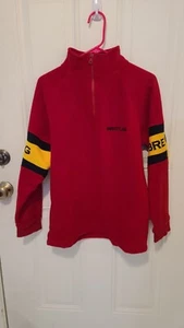 Vintage Breitling 1/4 Zip Fleece Pullover Sweater Jacket Red Men Sz M - Picture 1 of 9