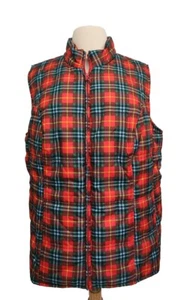 Woman Within Quilted Puffer Vest Size 1X 22/24 Tartan Plaid Full Zip Pockets - Picture 1 of 9