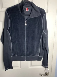 NWT Josie XL black Crushed Velour/ribbed sleeves Bomber Lounge Jacket - Picture 1 of 6
