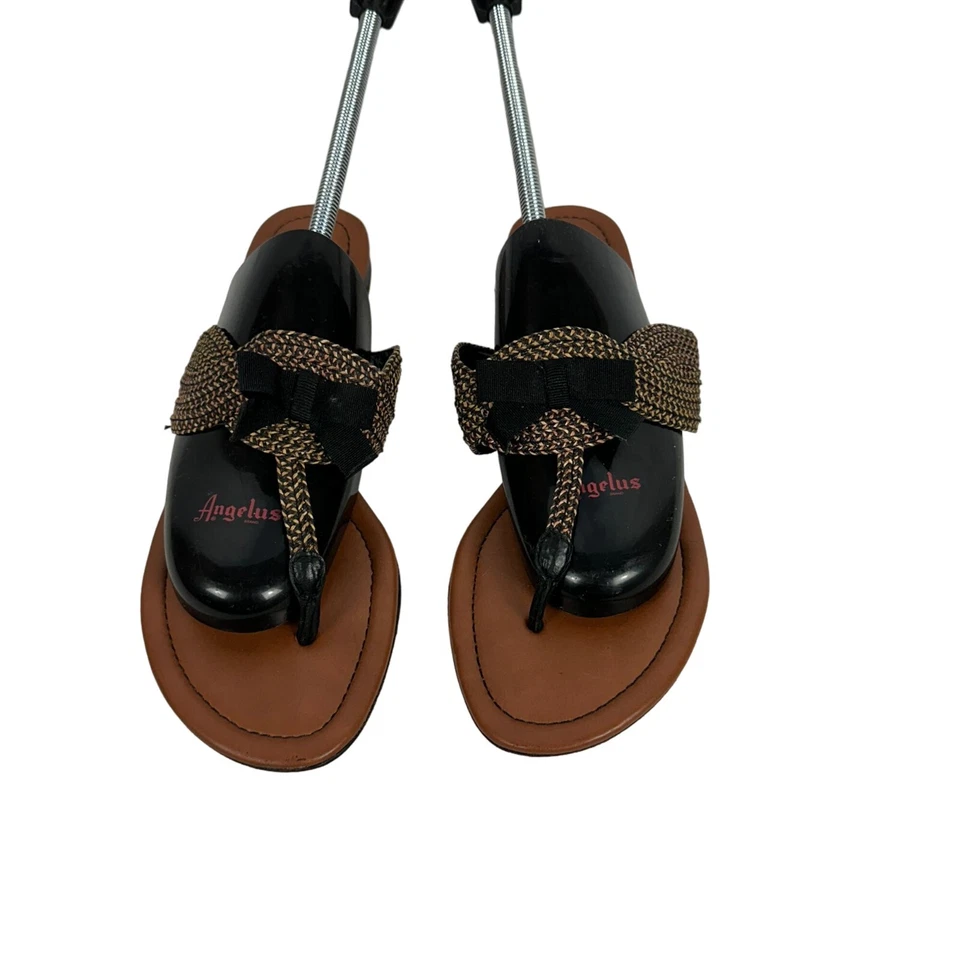 Sandalias Talbots para mujer con correa trenzada talla 8,5B chanclas de cuero marrón y negro Foto 1 de 4