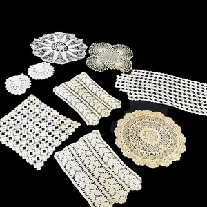 Lot Of 9 Vintage Ecru Off White Hand Crochet Doilies Variety Of Sizes & Styles - Picture 1 of 7