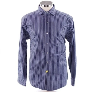 Robert Graham Mens Large Blue Striped Long Sleeve Button Up Cotton Shirt - Picture 1 of 9