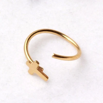 Aro nariz cruz recocido enchapado en oro Foto 1 de 3