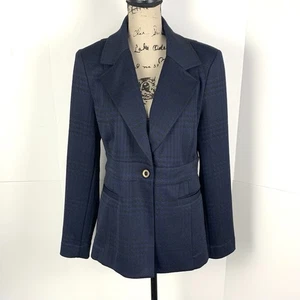 Cabi Women Size M Checkout Blazer Blue Black Plaid Preppy Career Stretch #4926 - Picture 1 of 16