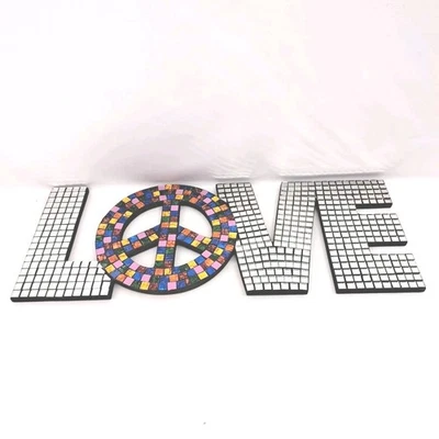 Love And Peace Symbol Mirror Tile Wall Multicolor Art Sign - Image 1 of 4