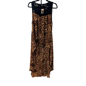 Top Forever 21 Taupe Negro Estampado Leopardo Alto Bajo Encaje Superpuesto Nuevo con Etiquetas Talla M Hecho en EE. UU. - Imagen 1 de 8