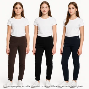 Take Two Pants Jersey Pants Girl Black Blue Girl Cotton Stretch Moka - Picture 1 of 63