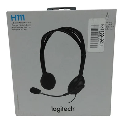 Logitech H111 Binaural Over-the-Head Stereo Headset Black/Silver 981000612 - Image 1 of 4