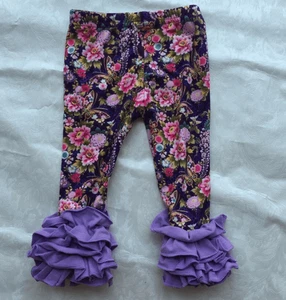 Purple Floral Icing Milk Silk Legging - Picture 1 of 1
