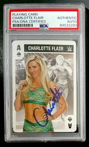 Queen Charlotte Flair Signed WWE Ace Of Spades Playing Card PSA DNA Encapsulated - Picture 1 of 5