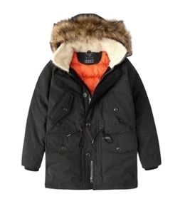 Abercrombie & Fitch Ultra Parka Daunenjacke schwarz orange Herren Gr. Small Kapuze - Bild 1 von 10