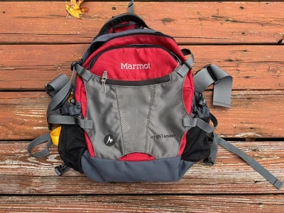 Mochila tiracolo lombar Marmot Highlander mochila diária vermelha cinza excelente - Imagem 1 de 4