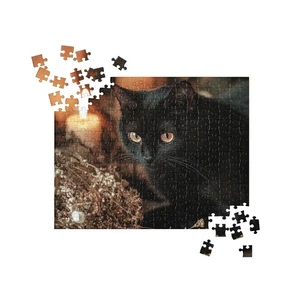 Schwarze Katze Herbst Puzzle Gothic Halloween Spooky Herbst Katze Puzzle Kunst Geschenk - Bild 1 von 6