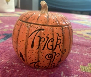 Tarro de dulces truco o trato de Halloween fantasmas de cerámica estrellas murciélagos - Imagen 1 de 4