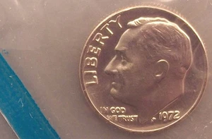 1972 Roosevelt Dime Juwel Stempelglanz - "Noch in original neuwertigem Cello" KOSTENLOSER VERSAND qqwywt - Bild 1 von 2