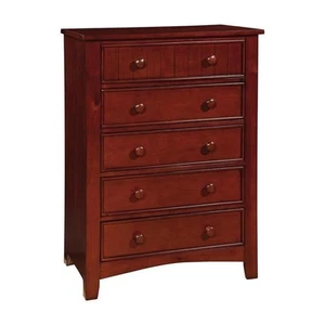 Pemberly Row Contemporary Solid Wood 5-Drawer Chest in Cherry - Picture 1 of 3