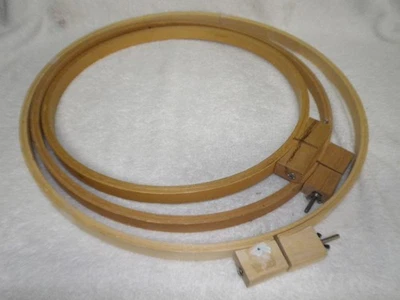 Lot 3 Wood Large Round Embroidery Quilt Hoops 14" 16" 18" w Screw wing nut - Image 1 of 4
