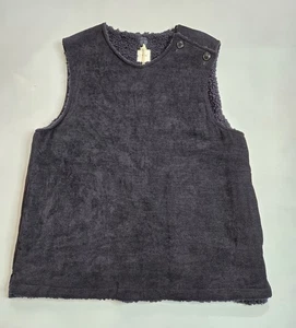 TS(S) INDIGO BLUE COTTON BLEND MEN'S OVER VEST w FAUX FUR LINING SIZE 4/XL JAPAN - Picture 1 of 7
