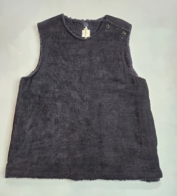 TS(S) INDIGO BLUE COTTON BLEND MEN'S OVER VEST w FAUX FUR LINING SIZE 4/XL JAPAN - Image 1 of 4