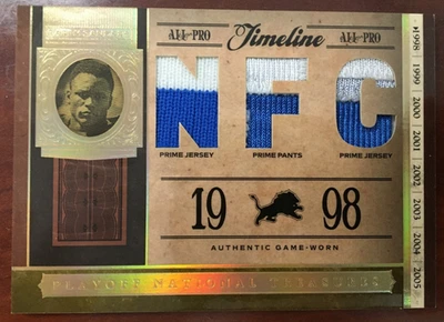 Tarjeta reliquia NFC 2006 National Treasures Timeline - Barry Sanders TL-BS 11/15 Foto 1 de 4
