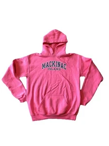 Mackinac Island Gildan Hooded Sweatshirt Girls Size XL X-Large Pink White GUC - Picture 1 of 13