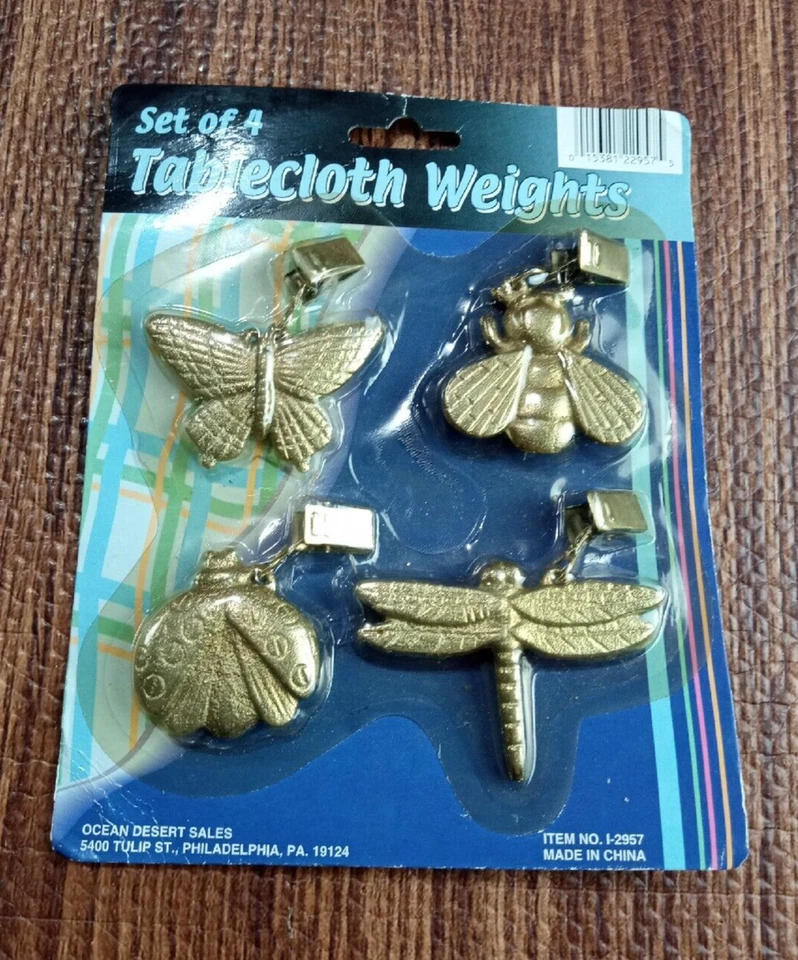 Set of 4 Gold Metal Flower Tablecloth Weights by Tradewind Bay
