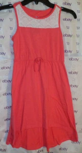 Pink & Violet size 7/8 GIRLS dress LACE neck tie waist coral tank top - Picture 1 of 6