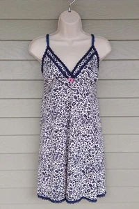 Camisón JESSICA SIMPSON Azul Marino y Blanco Floral Chemise Sin Mangas Talla Mujer L - Imagen 1 de 5