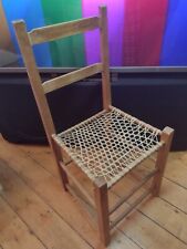 Vtg Hand Made Primitive Style Farmhouse Ladder Back Chair Sinew Leather Webbing