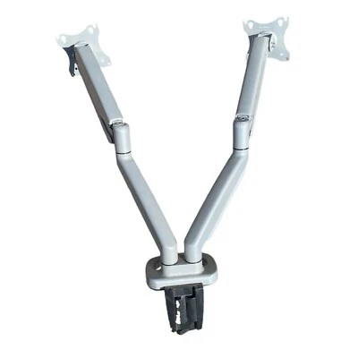 Grey Dual Heavy Duty Monitor and Laptop Pneumatic Arm Desk Mount - Image 1 of 4