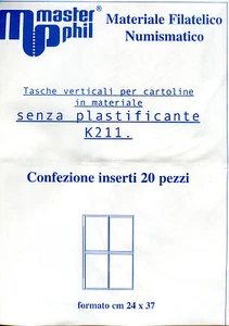 Tasche verticali per cartoline conf. da 20 pezzi - Ditta Masterphil - Foto 1 di 1