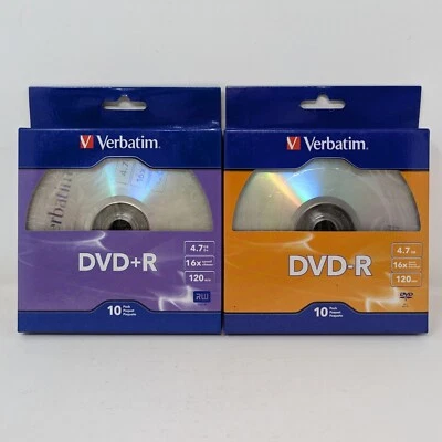 Verbatim DVD-R Pack of 10 And Verbatim DVD+R Pack Of 10 4.7 GB 120 Minutes New - Image 1 of 4