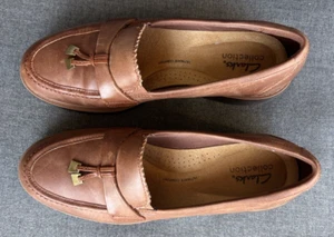 Clarks Westlynn Bella Womens Loafers Sz 9 M Brown Leather Tassel Slip-On Shoes - Picture 1 of 16