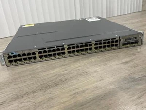Cisco WS-C3750X-48PF-S 48-Port Gigabit IPBase Switch 750WAC+ 350WAXC C3KX-NM-10G - Afbeelding 1 van 7