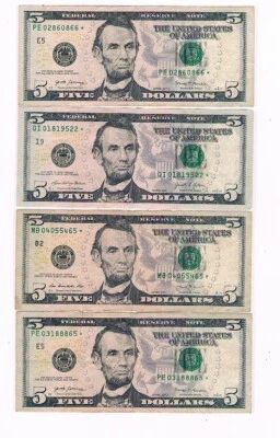 Star note, $5.00. set of 4 2021,2017A, 2013 (Set 2) - Image 1 of 2