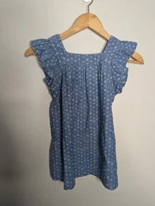 Crewcuts Girls Dress Size 4 Blue Short Sleeve Kids Youth Chambray - Picture 1 of 4