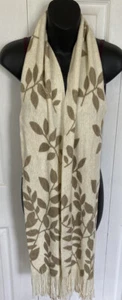 Crost & Barrow beige elfenbein braun Blätter Schal Winter Accessoire neu mit Etikett - Bild 1 von 5