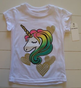 Girls One Step Up White Glitter Unicorn Heart T Shirt Sz 4 or 5-6 - Picture 1 of 1