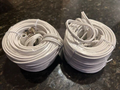 (Pack of 2) 60ft  HD BNC Cable for CCTV Surveillance Camera "White" - Image 1 of 3
