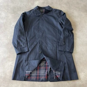 Burberry London Trench Coat Mens 48" Check Made In England Vintage Jacket, Black - Picture 1 of 9
