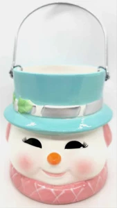 Mr. Christmas Cerámica Muñeco de Nieve Linterna Colgante Retro Kitsch Rosa Azul - LEER - Imagen 1 de 14
