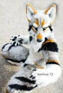 Husky Dog Fox Mascot Costume Long Fur Furry Costume Wolf Cosplay Fursuit - Picture 1 of 3