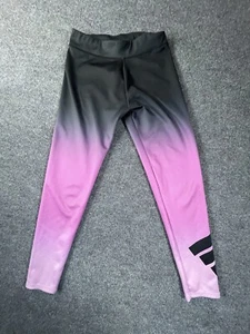 Adidas Leggings Girls Size L 14 Black and Purple Performance Regular Fit - Picture 1 of 8