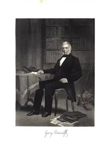 VINTAGE STEEL ENGRAVING PRINT 1862 GEORGE BANCROFT MASSACHUSETTS - Picture 1 of 1