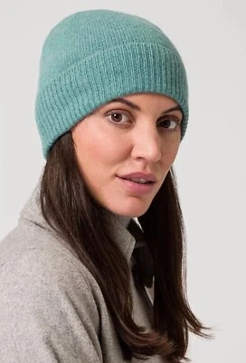 Gorro Charter Club Cashmere con puños para mujer talla única verde azulado 100 % cachemir Foto 1 de 4