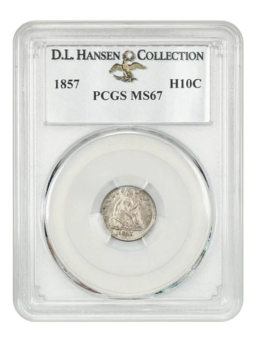 1857 H10c PCGS MS67 ex: D.L. Hansen Cover