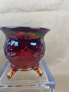 Vintage Fenton Iridescent Red Carnival Glass Grapes Rose Bowl Vase 4” X 4” - Picture 1 of 17