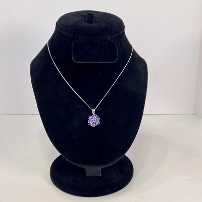 "Collar de tanzanita de plata de ley con superposición de platino de 18""" Foto 1 de 4